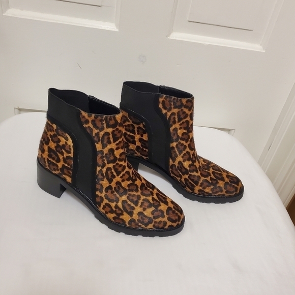 Crown Vintage Leopard Print Cow Hair Pullon Booties Size 9M - Picture 9 of 12